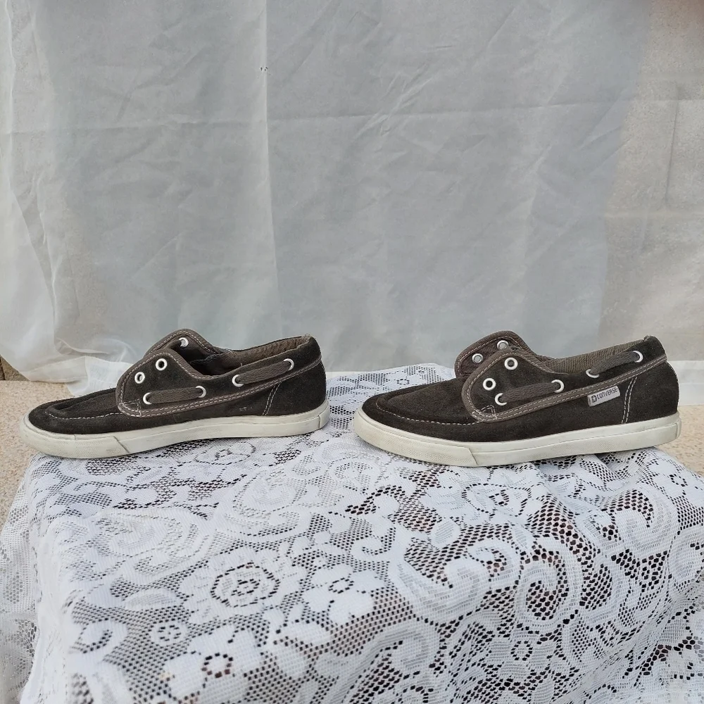 Juniors size 1 All Star Converse Gray Loafer Slip-On Moccasin Boat Shoes